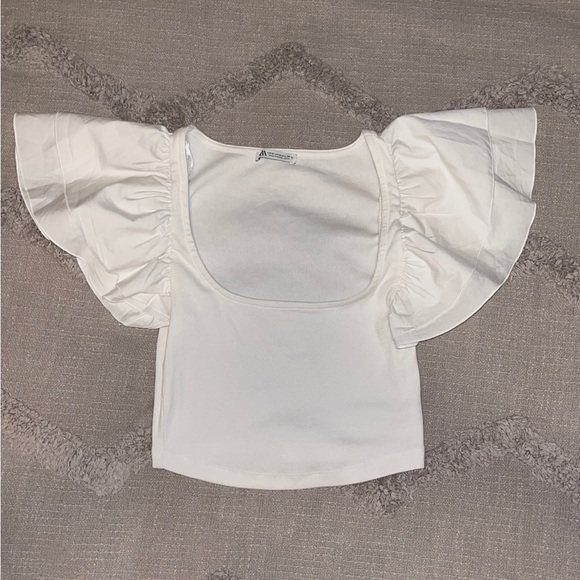 White Ruffle Zara Blouse - Picture 2 of 3